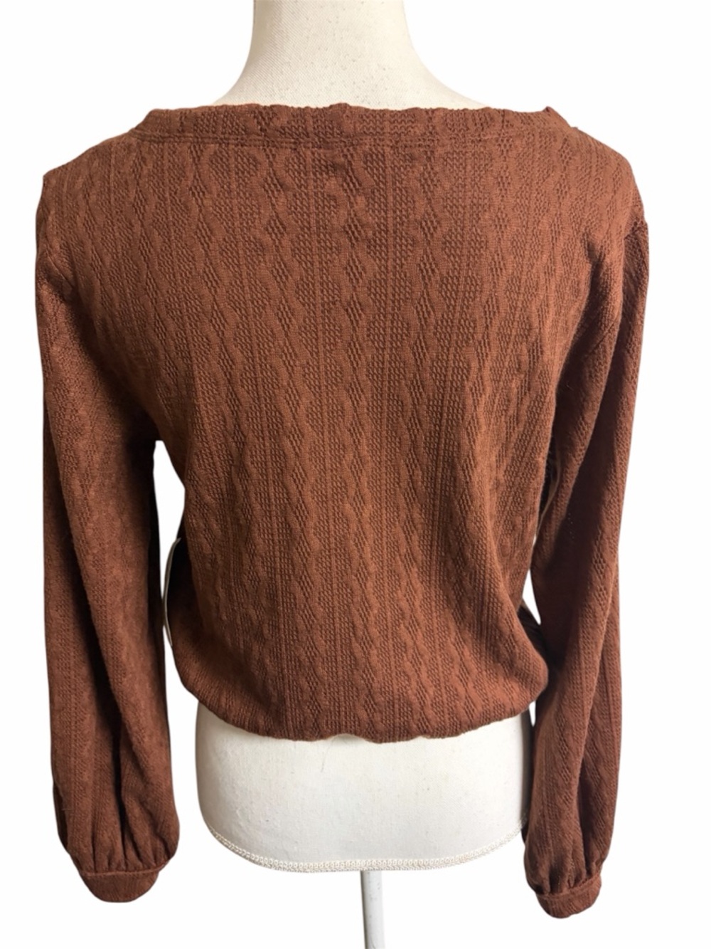 Altar’d State Women's Cable Knit Pullover Sweater - Brown - Picture 3 of 7